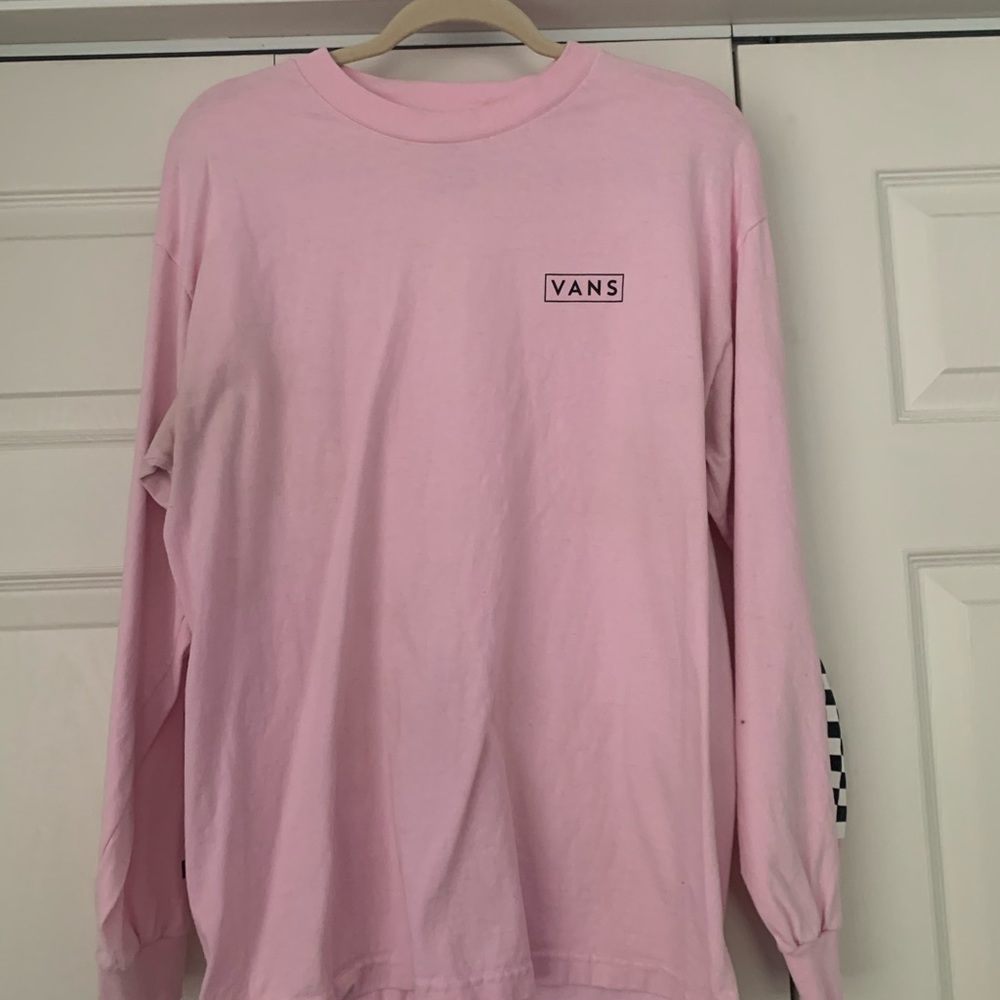 Pink vans long sleeve with checker sleeves